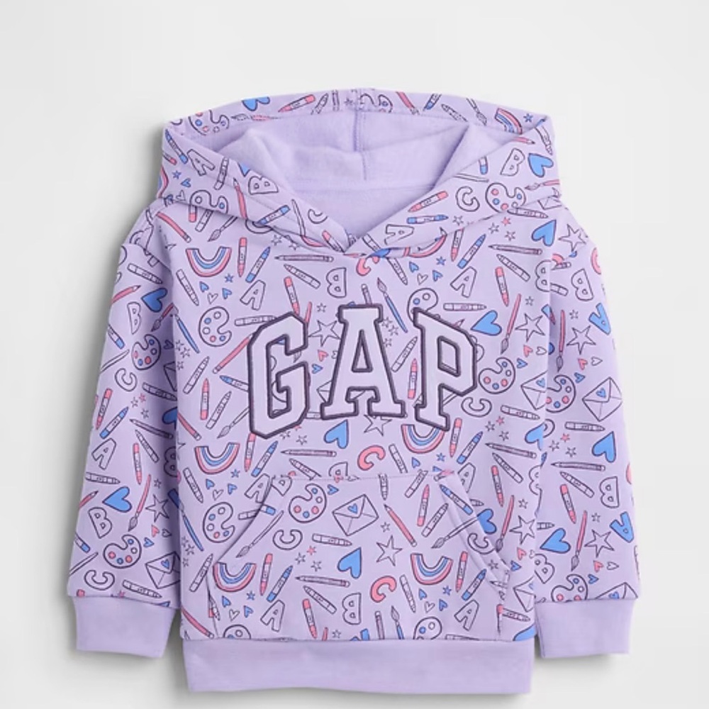 NWT GAP Kids Relaxed Logo Graphic Hoodie Lavender, size 3T